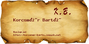 Korcsmár Bartó névjegykártya